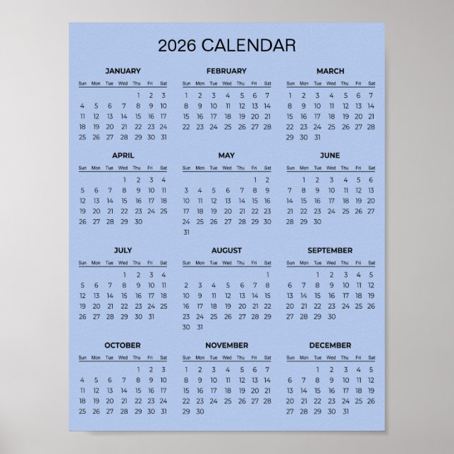 Simple Yet Elegant 2026 Calendar |  Poster (Front)