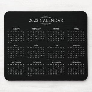 Simple Yet Elegant Black 2022 Calendar Mousepad