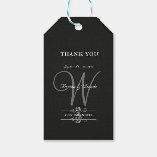 Simple Yet Elegant: Black Linen w/ Monogram Gift T Tags