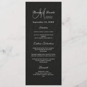 Simple Yet Elegant:Black Linen w/ Monogram Modern  Menu