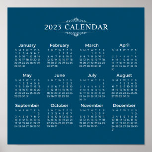 Simple Yet Elegant Blue 2023 Calendar Poster