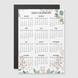 Simple Yet Elegant Floral 2026 Calendar Magnet