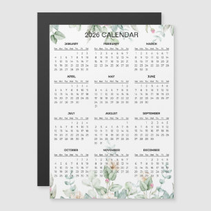 Simple Yet Elegant Floral 2026 Calendar Magnet