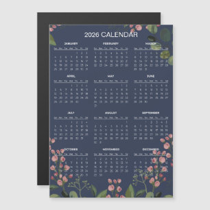 Simple Yet Elegant Floral 2026 Calendar Magnet