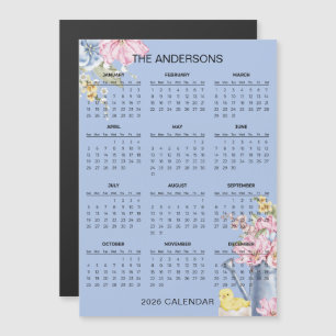Simple Yet Elegant Floral 2026 Calendar Magnet