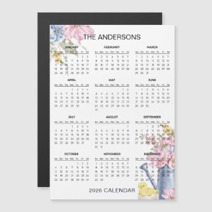 Simple Yet Elegant Floral 2026 Calendar Magnet