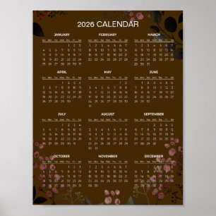 Simple Yet Elegant Floral 2026 Calendar Poster
