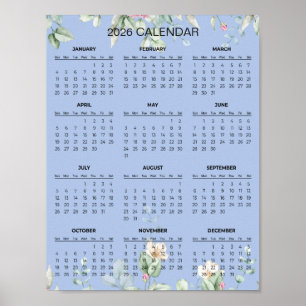 Simple Yet Elegant Floral 2026 Calendar Poster
