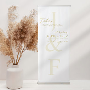 Simple yet Elegant Gold White Wedding Welcome Retractable Banner