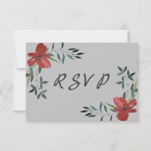 Simple Yet Elegant Watercolor Red Poppy Wedding RSVP Card