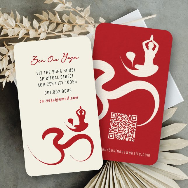 Simple Yoga Om Ohm Calligraphy Zen Business Card (Simple Minimalist Zen Spiritual Holistic Yoga Om/Aum Calligraphy Symbol Business Card @ fatfatin)