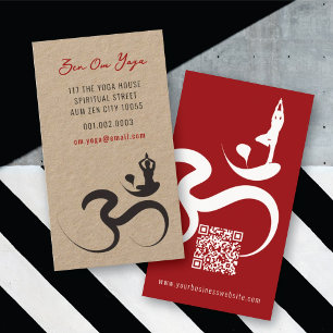 Simple Yoga Om Ohm Calligraphy Zen Business Card