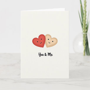 Simple You And Me Textured Hearts Card