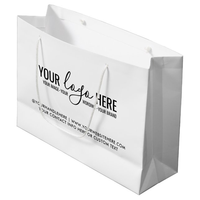 Simple Your Logo Event Business Company Branding Large Gift Bag (Front Angled)