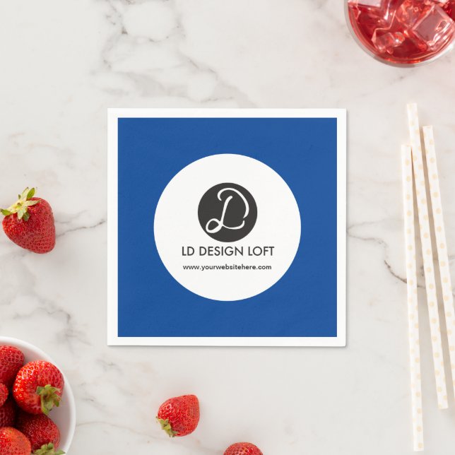 Simple Your logo here and website blue Napkin (Insitu)