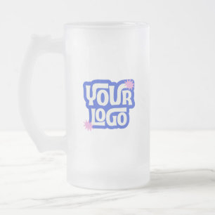 Simple Your Logo Here Company Party Giveaway Frosted Glass Beer Mug