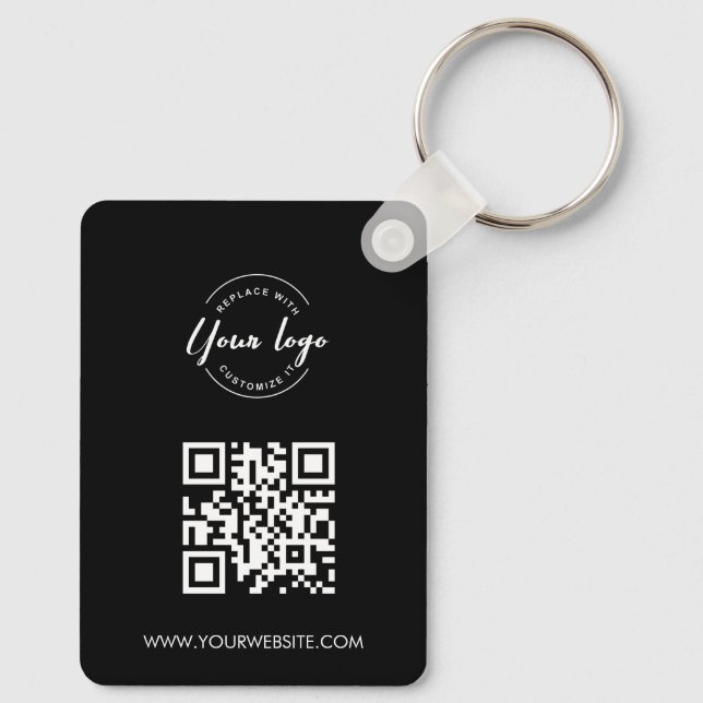 Simple Your Logo QR code goes here Custom Key Ring (Back)