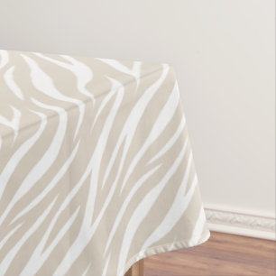 Simple Zebra Print Taupe White Cute Modern Pattern Tablecloth