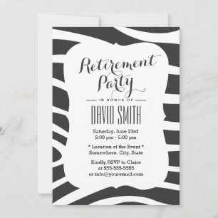 Simple Zebra Stripes Retirement Party Invitation