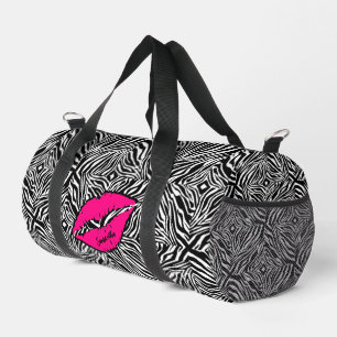 Simple Zebra with Pink Lips Personalised Duffle Bag