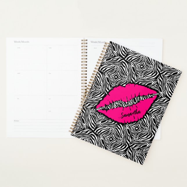 Simple Zebra with Pink Lips Personalised Planner (Display)