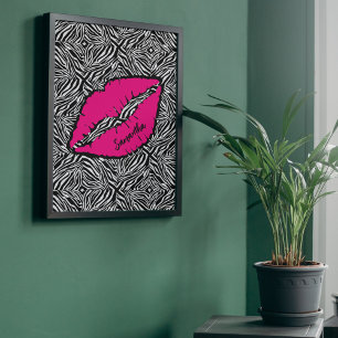 Simple Zebra with Pink Lips Personalised Poster