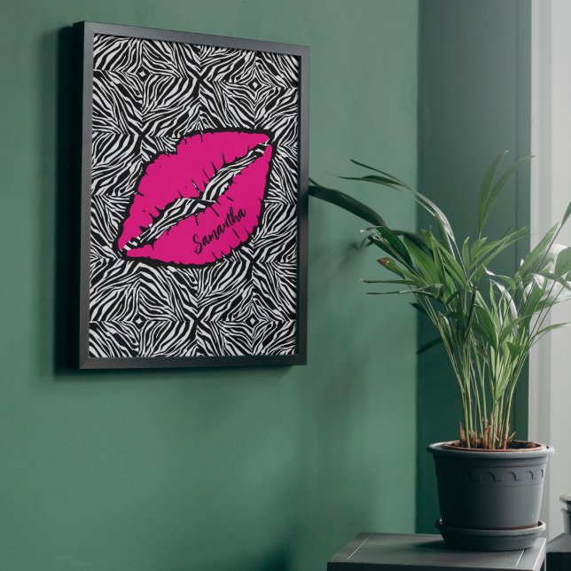 Simple Zebra with Pink Lips Personalised Poster (Creator Uploaded)