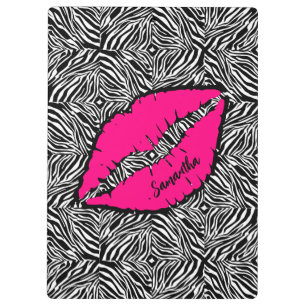 Simple Zebra with Pink Lips Personalized Clipboard