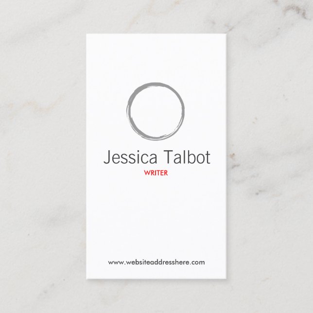 Simple Zen Circle Grey/White Business Card (Front)