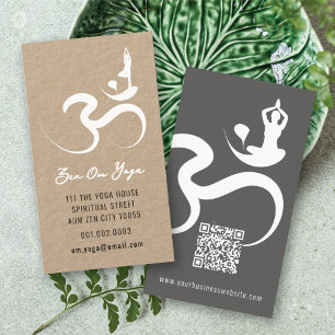 Simple Zen Yoga Om Calligraphy Silhouette Set Business Card