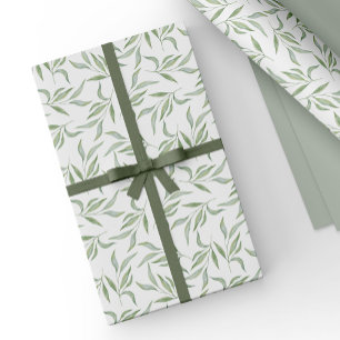 SimpleGreen Watercolor Leaves Botanical Pattern Wrapping Paper