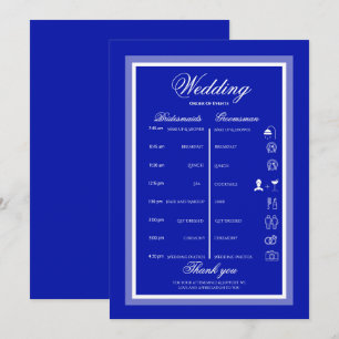 Simplem modern minimalist blue and white wedding programme