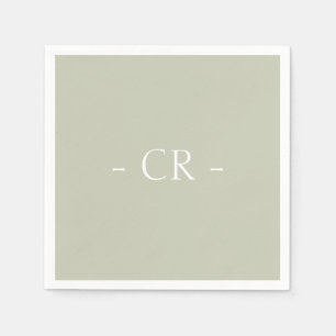 SimpleSage Green Couple Initials Monogram Napkin