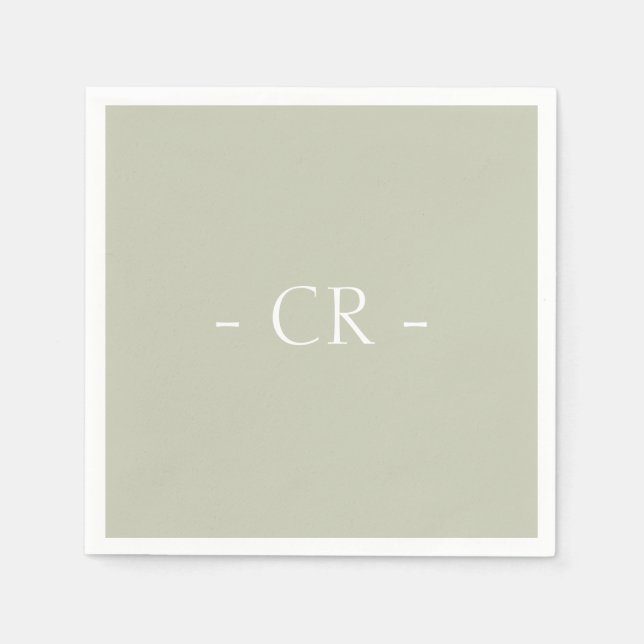 SimpleSage Green Couple Initials Monogram Napkin (Front)