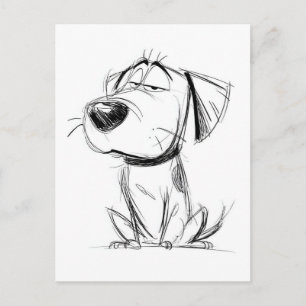 Simplest drawing. Funny dog. Postcard