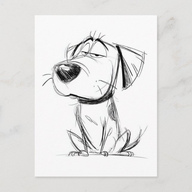 Simplest drawing. Funny dog. Postcard (Front)