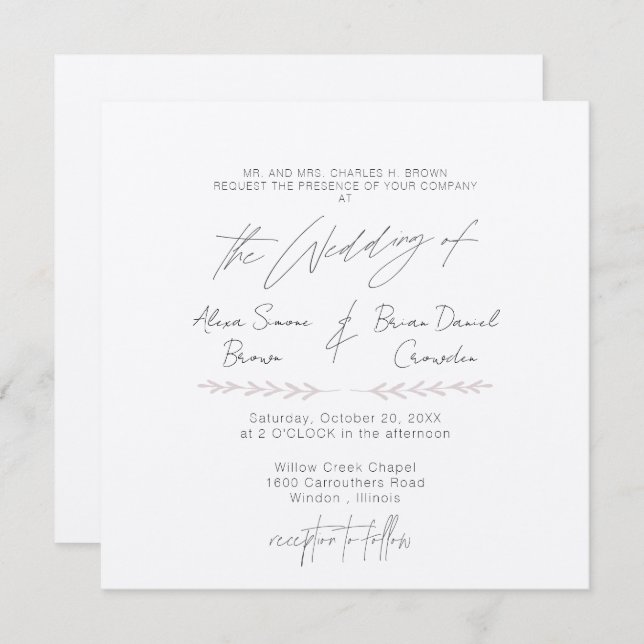 Simplest Modern  Invitation (Front/Back)