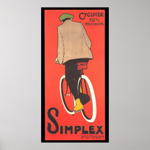 Simplex Bicycle Advertising Poster vintage art
