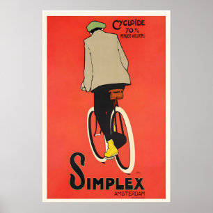 Simplex Cycloide Retro Bicycle Amsterdam Holland Poster