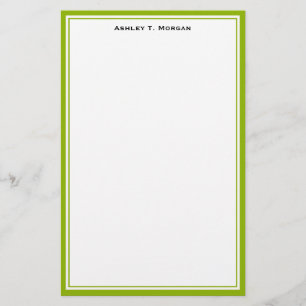 Simplicity Apple Grn White Personalised Stationery