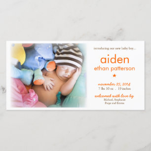 Simplicity Baby Boy Photo Birth Announcement