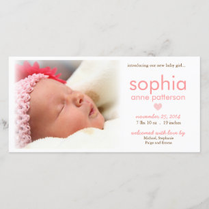 Simplicity Baby Girl Photo Birth Announcement