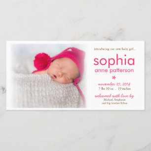 Simplicity Baby Girl Photo Birth Announcement