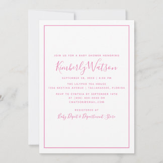Simplicity Baby Shower Invite | Pink