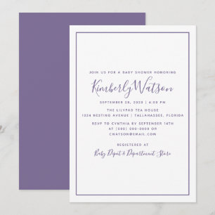 Simplicity Baby Shower Invite Purple