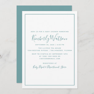 Simplicity Baby Shower Invite   Teal