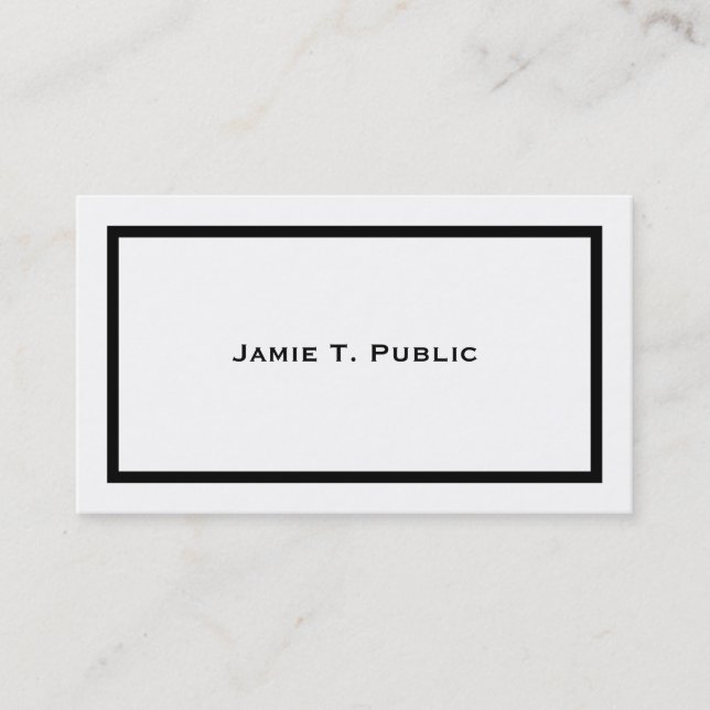 Simplicity: Black Band Frame, White Background Business Card (Front)