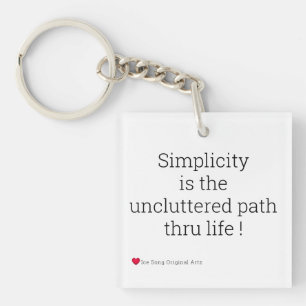Simplicity Black on White Keychain
