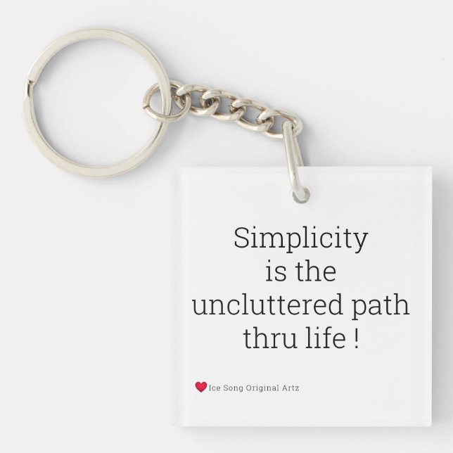 Simplicity Black on White Keychain (Front)
