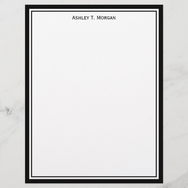 Simplicity Black White Personalised Letterhead (Front)